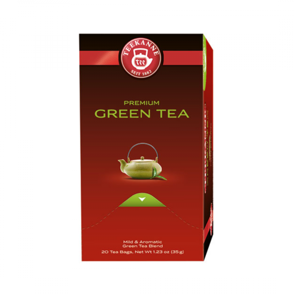 Teekanne Premium Green Tea Sencha-Mischung, Grüntee, 20 Teebeutel im Kuvert, 2. Entnahmefach/displaytauglich, 35g